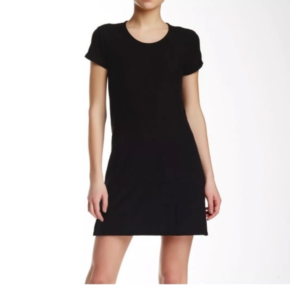 James Perse Dresses & Skirts - James perse black tee shirt dress rolled cuff women's M 2